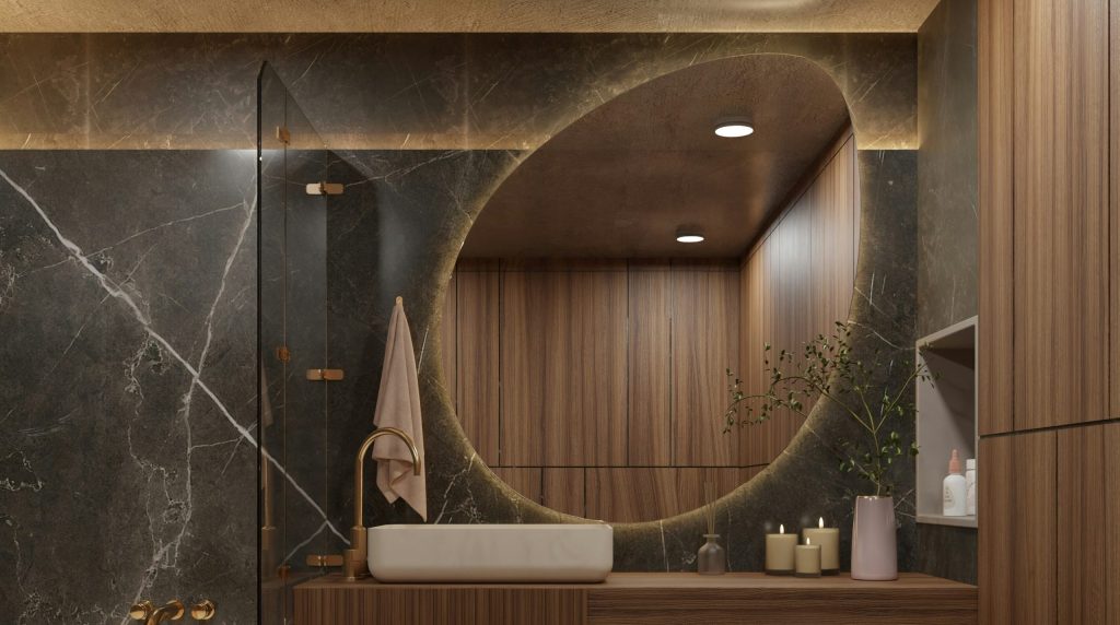 Tendencias en baños para 2026. Espejos de formas orgánicas