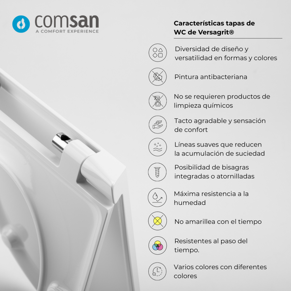 Características tapas de WC de Versagrit